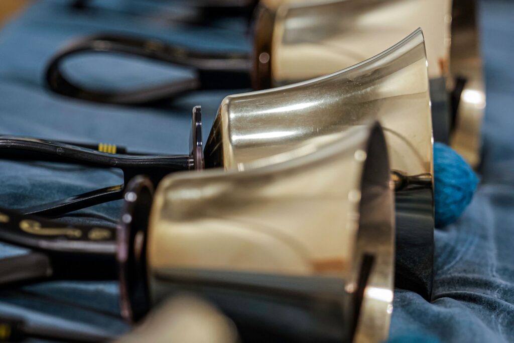 A row of hand bells